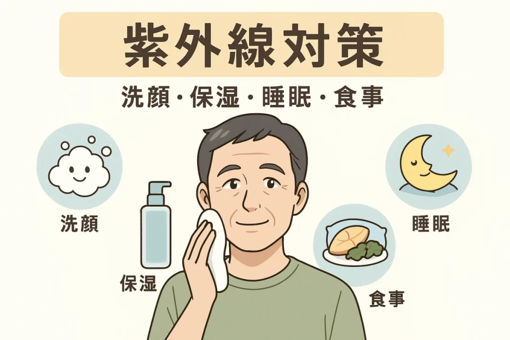 紫外線対策をする50代男性